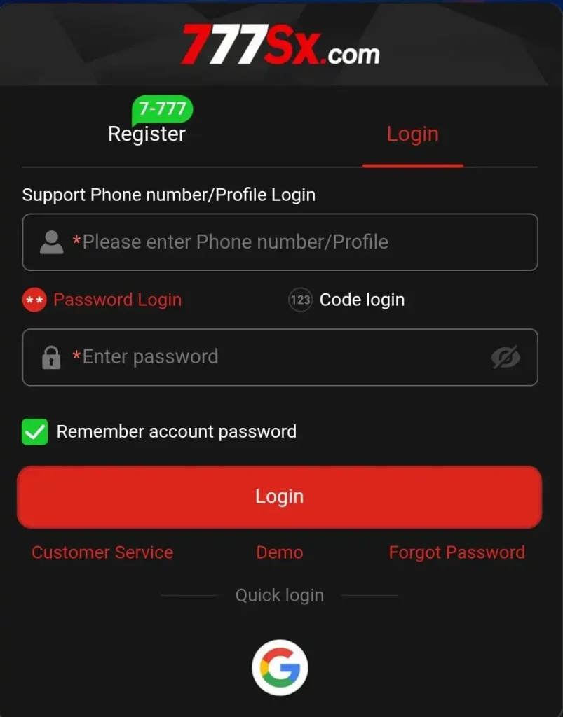 Login on 777SX existing account